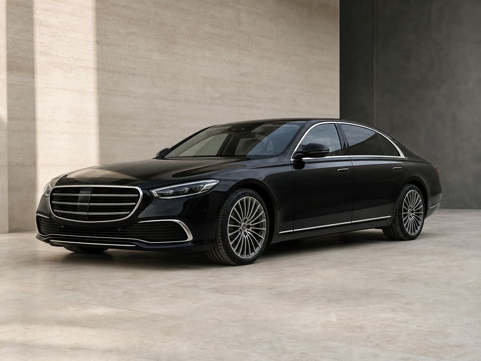 Blackoaks black Mercedes-Benz S-Class in a warm ivory studio